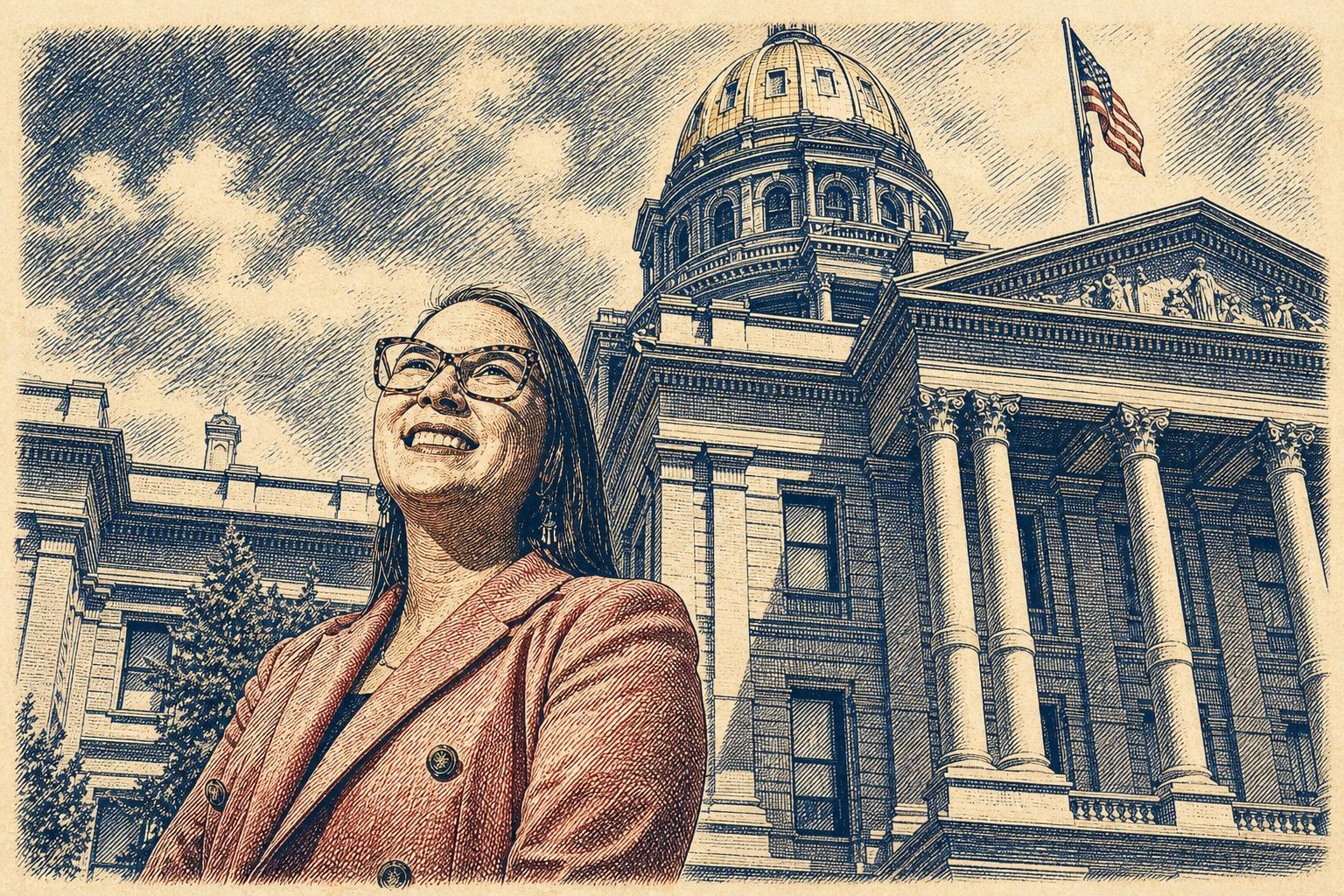 Portrait of Amanda Gonzalez in a vintage-print style based on the supplied reference image.
